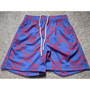 NWOT‎ Bravest Studios Blue Gucci-esk Mesh Shorts Sz Xtra Small